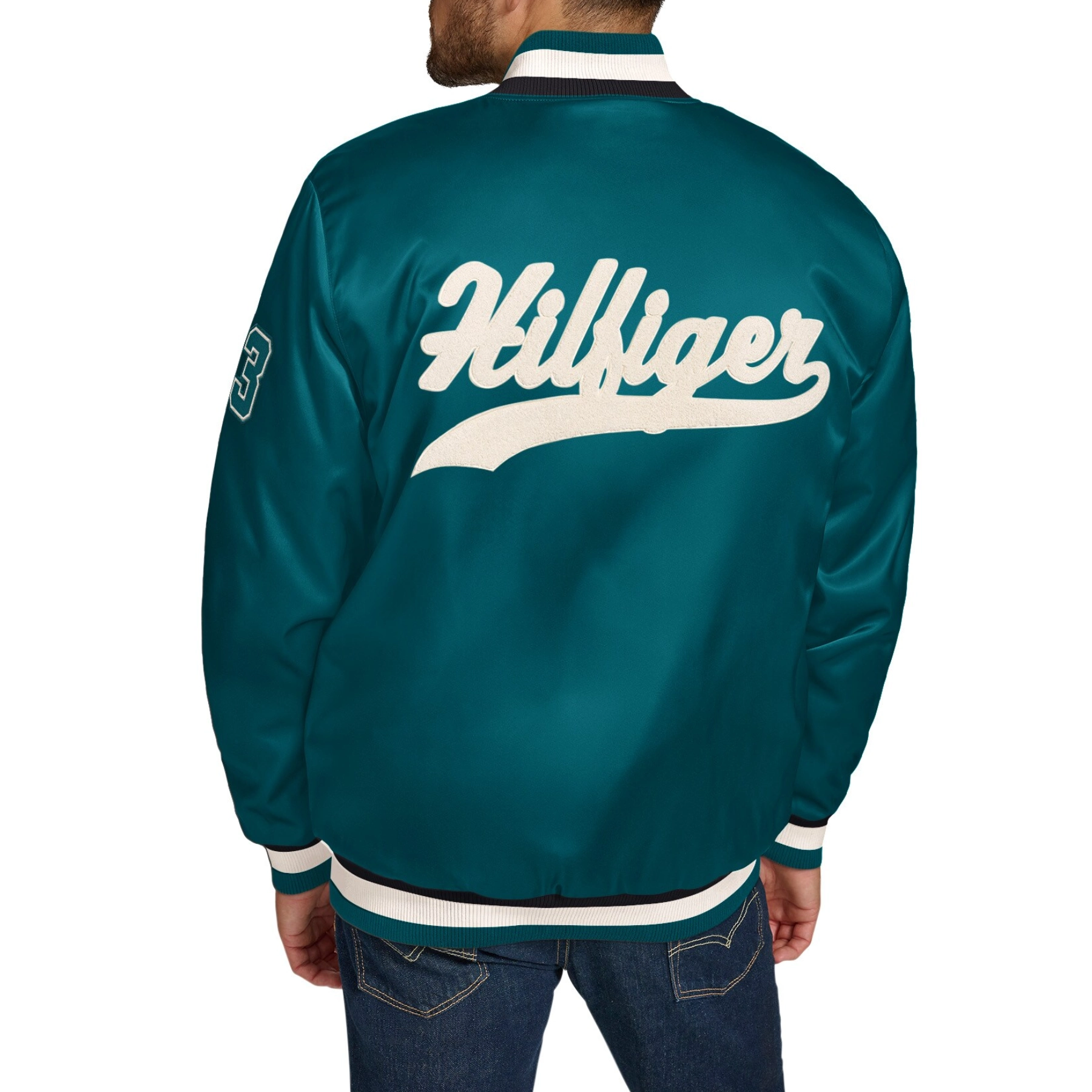 Philadelphia Eagles Dante Full-Snap Satin Varsity Jacket - Image 2
