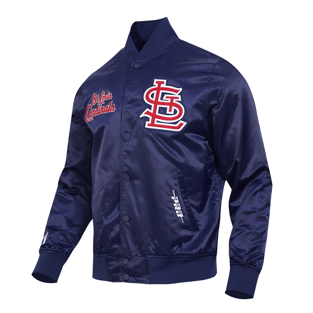 Alternative view of St. Louis Cardinals Souvenir Full-Snap Navy Satin Varsity Jacket