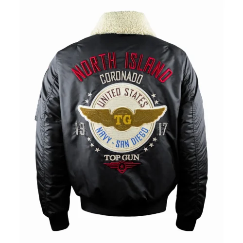 Alternative view of Top Gun Coronado Shearling Bomber Black Satin Jacket