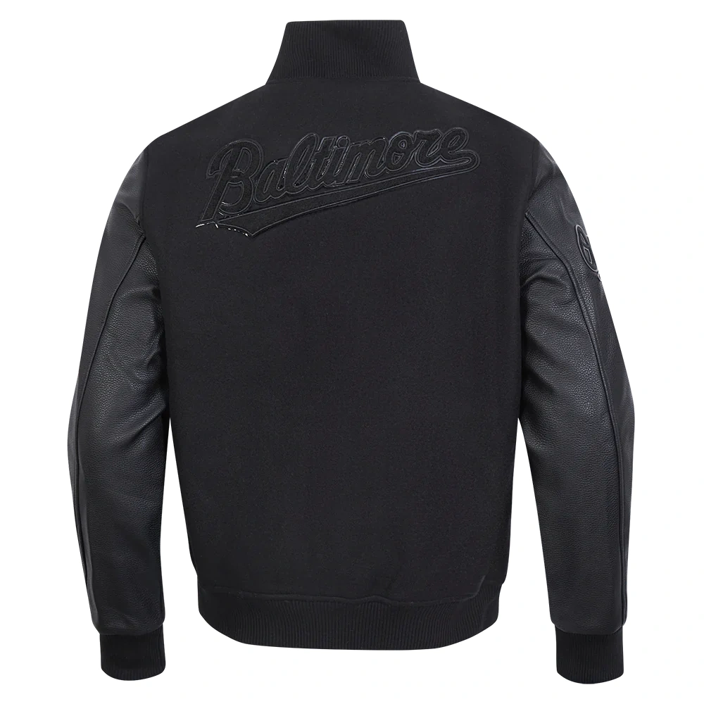 Baltimore Orioles Triple Black Wool & Leather Varsity Jacket - Image 4