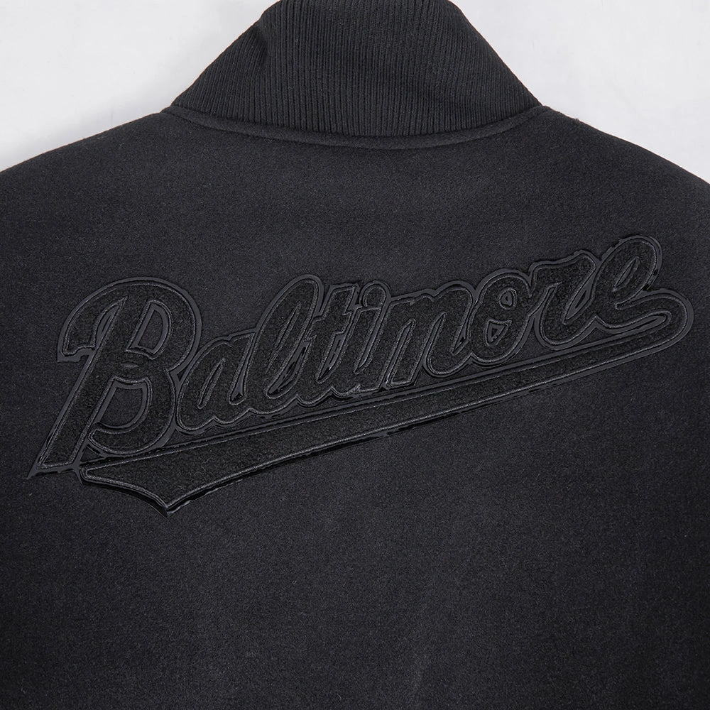 Baltimore Orioles Triple Black Wool & Leather Varsity Jacket - Image 9