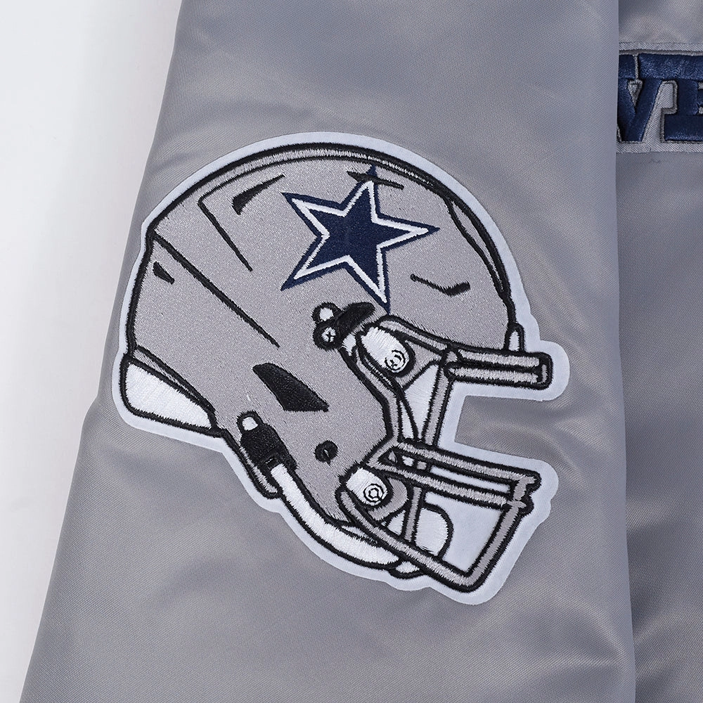 Dallas Cowboys Souvenir Full-Snap Satin Varsity Gray Jacket - Image 7