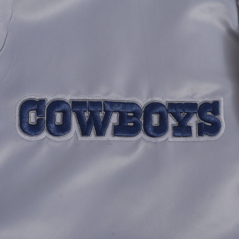 Dallas Cowboys Souvenir Full-Snap Satin Varsity Gray Jacket - Image 6