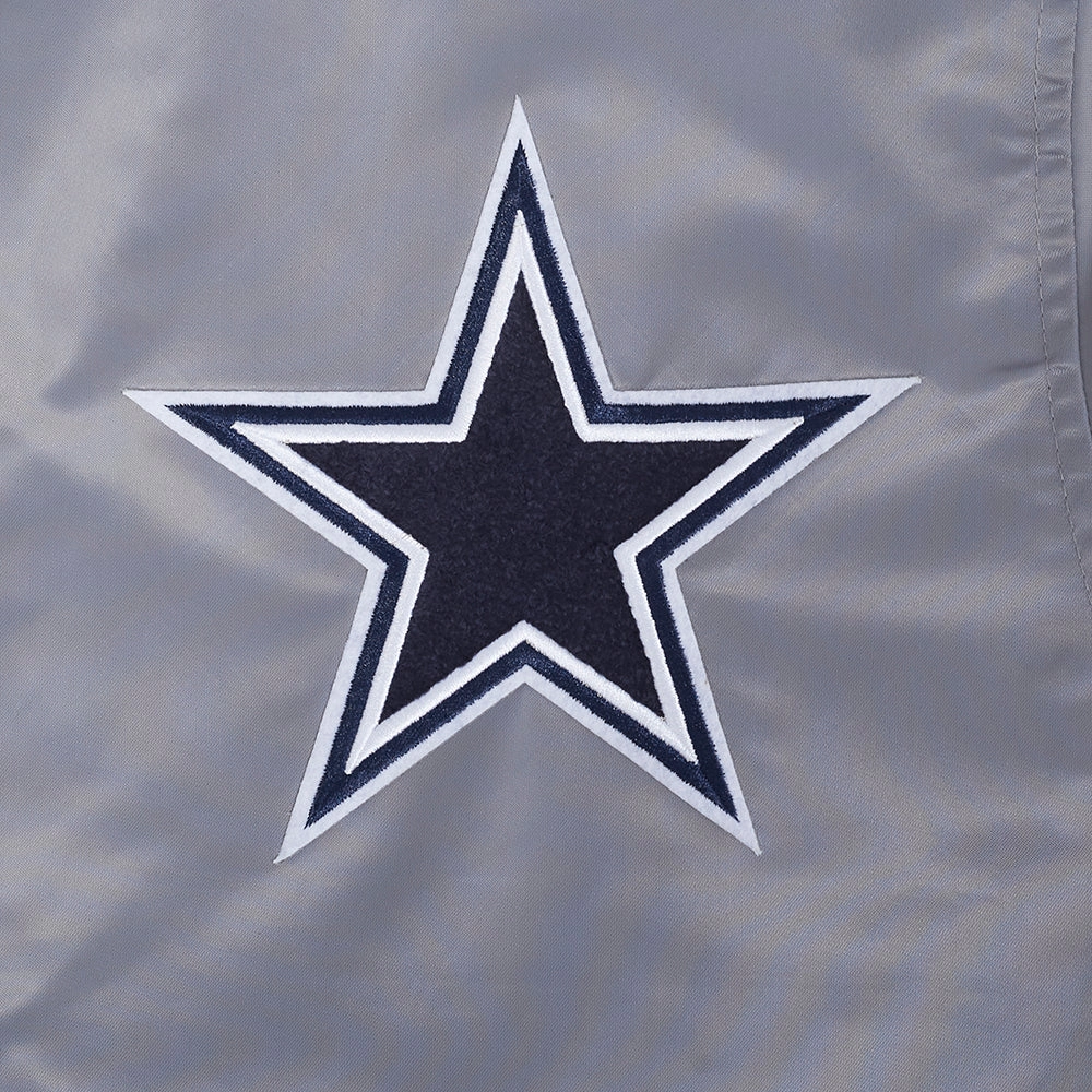 Dallas Cowboys Souvenir Full-Snap Satin Varsity Gray Jacket - Image 5