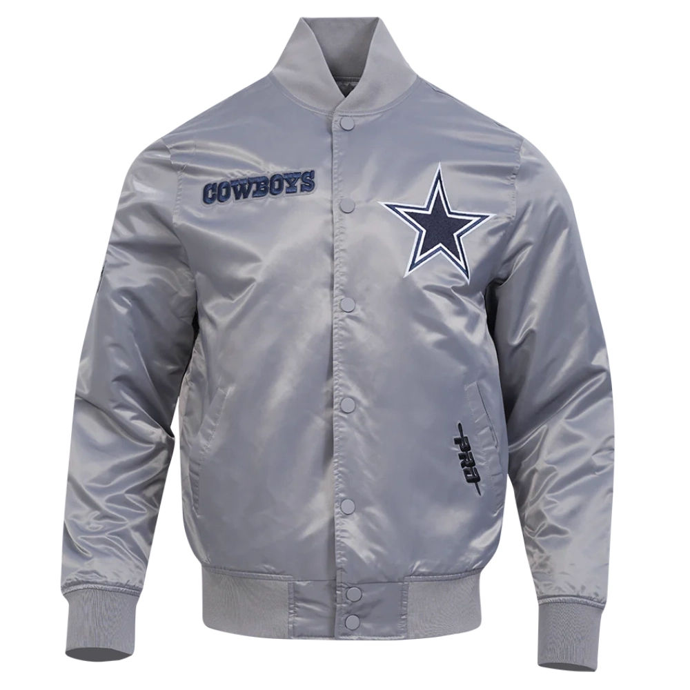 Dallas Cowboys Souvenir Full-Snap Satin Varsity Gray Jacket