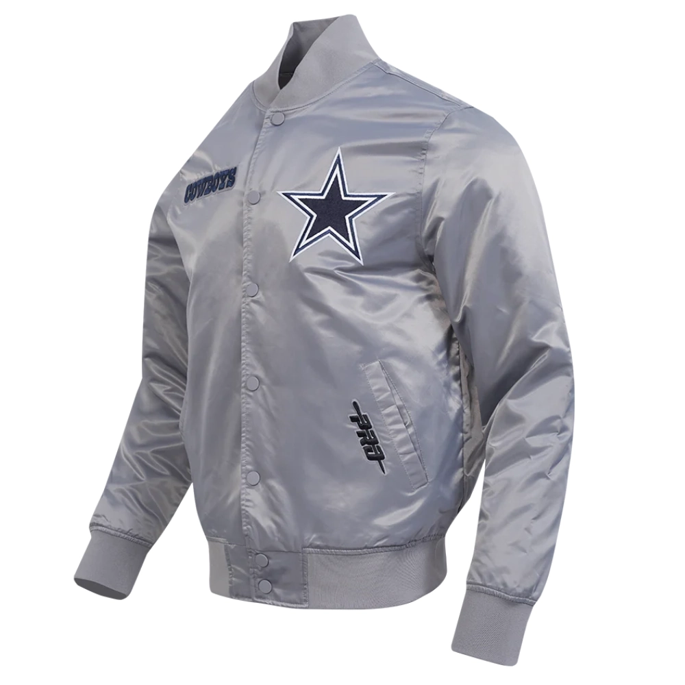 Alternative view of Dallas Cowboys Souvenir Full-Snap Satin Varsity Gray Jacket