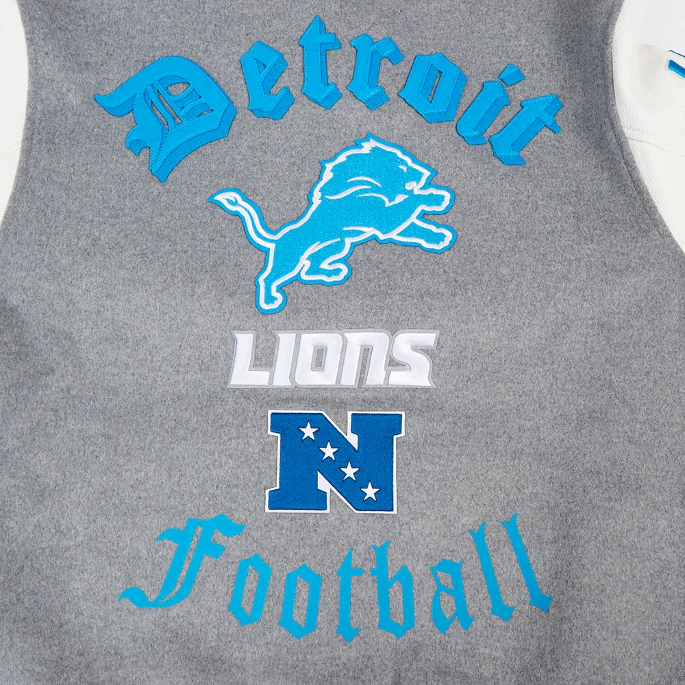 Detroit Lions Classic Wool & Leather Varsity Jacket - Image 8