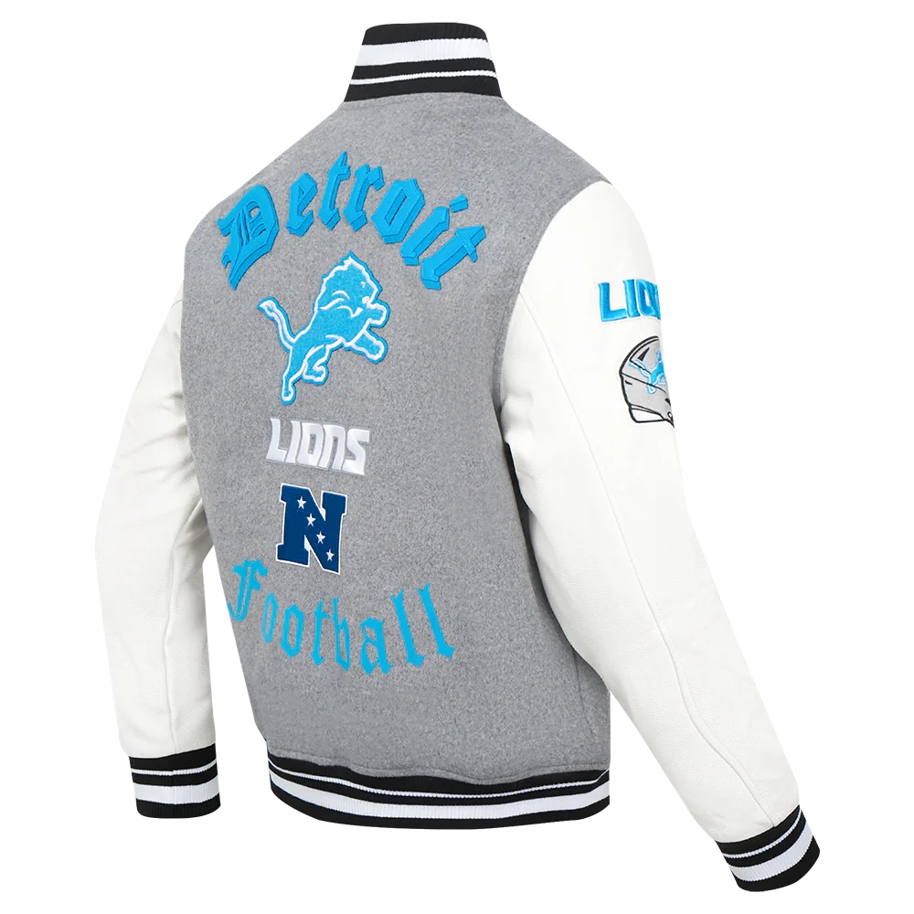 Detroit Lions Classic Wool & Leather Varsity Jacket - Image 3