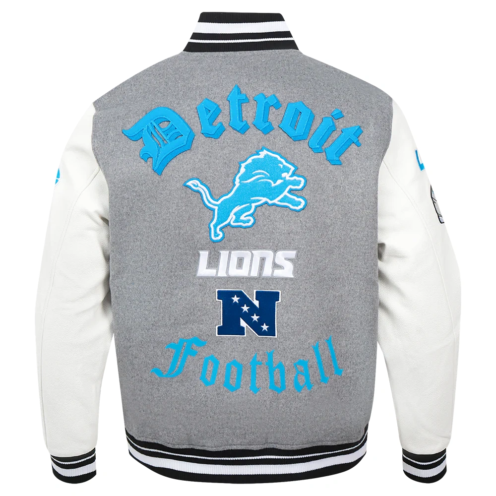 Detroit Lions Classic Wool & Leather Varsity Jacket - Image 4