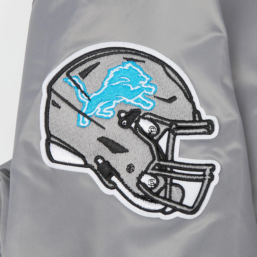 Detroit Lions Old English Full-Snap Satin Varsity Grey Jacket - Image 6