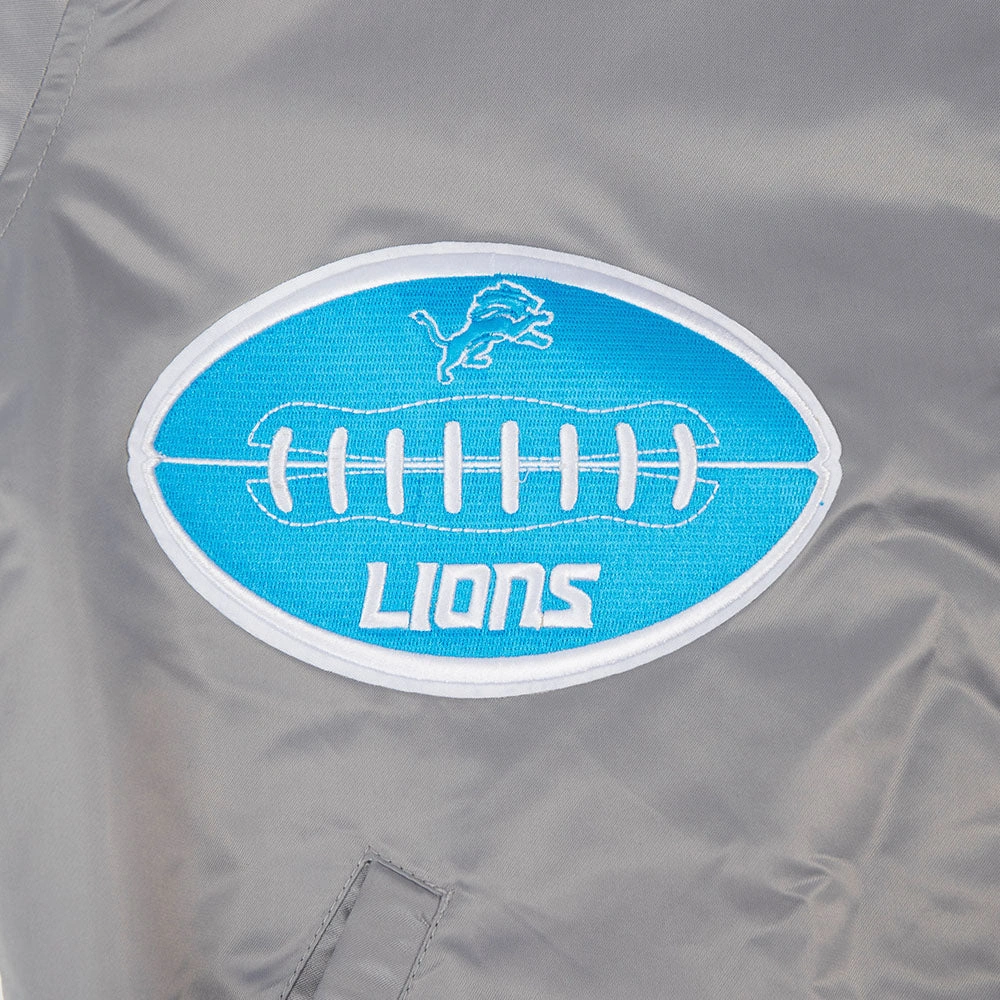 Detroit Lions Old English Full-Snap Satin Varsity Grey Jacket - Image 5