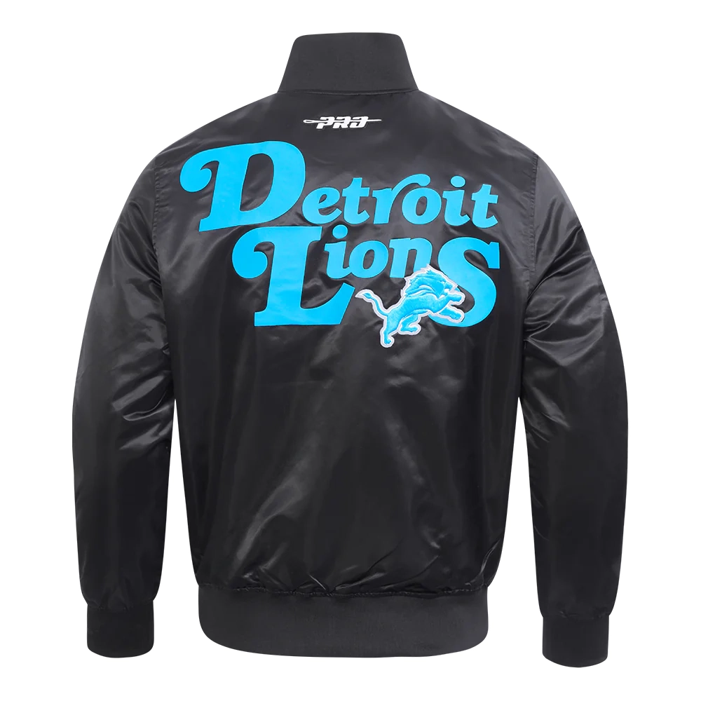 Detroit Lions Souvenir Full-Snap Satin Varsity Black Jacket - Image 4