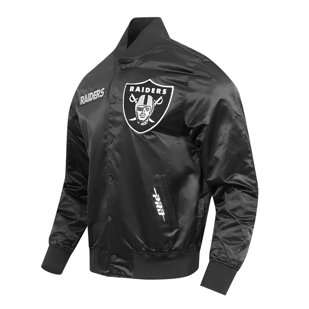Alternative view of Las Vegas Raiders Souvenir Full-Snap Satin Varsity Black Jacket