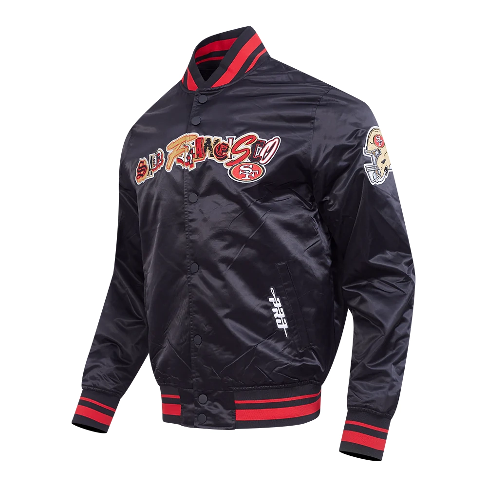 Alternative view of San Francisco 49ers City Ransom Satin Varsity Black Jacket
