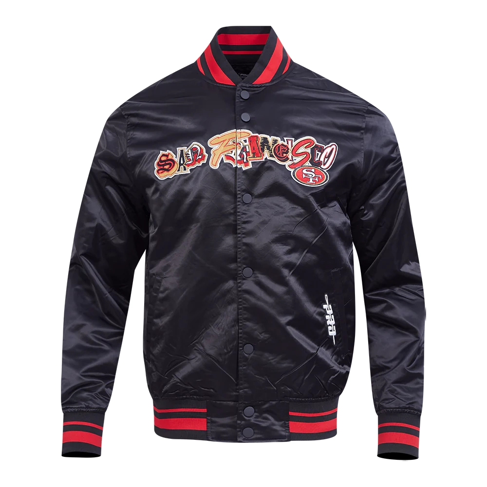 San Francisco 49ers City Ransom Satin Varsity Black Jacket
