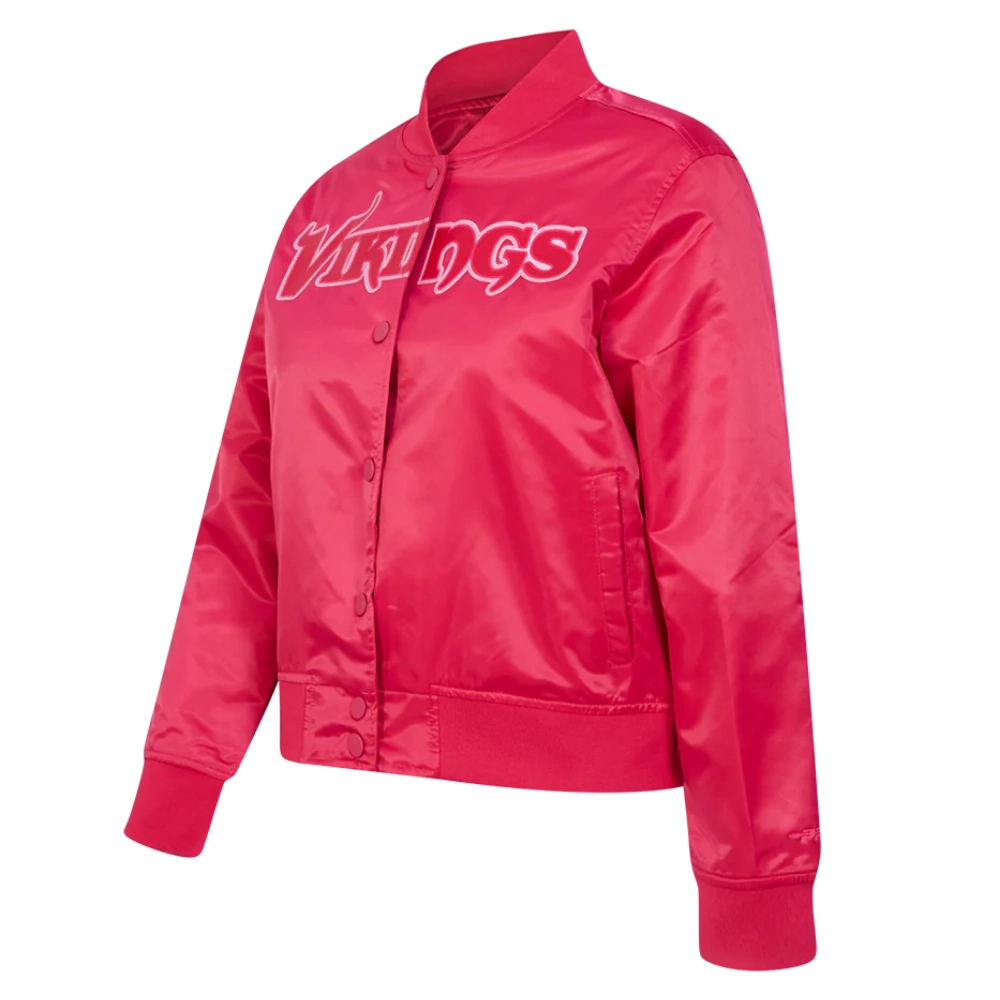 Alternative view of Women's Minnesota Vikings Triple Pink Satin Varsity Pink Jacket