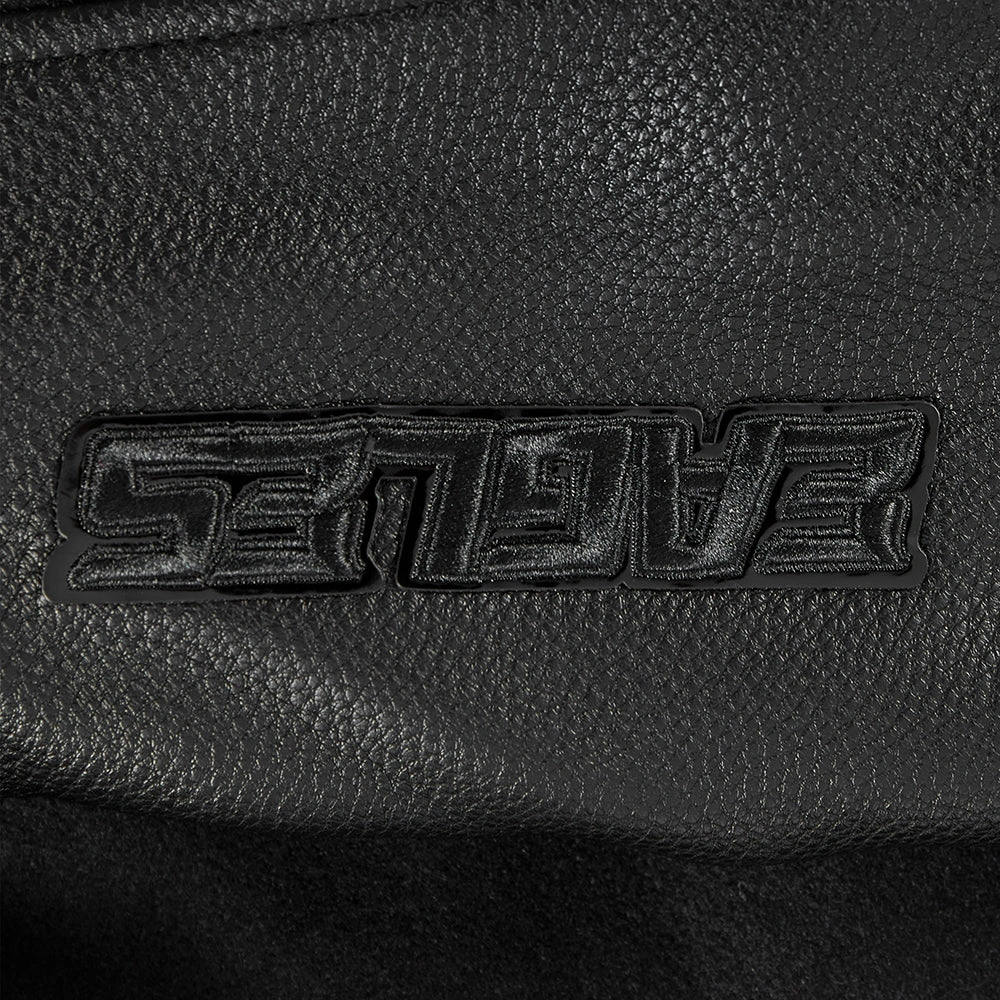 Women's Philadelphia Eagles Triple Black Wool & Leather Varsity Black Jacket - Image 7