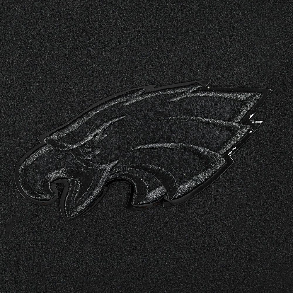 Women's Philadelphia Eagles Triple Black Wool & Leather Varsity Black Jacket - Image 6