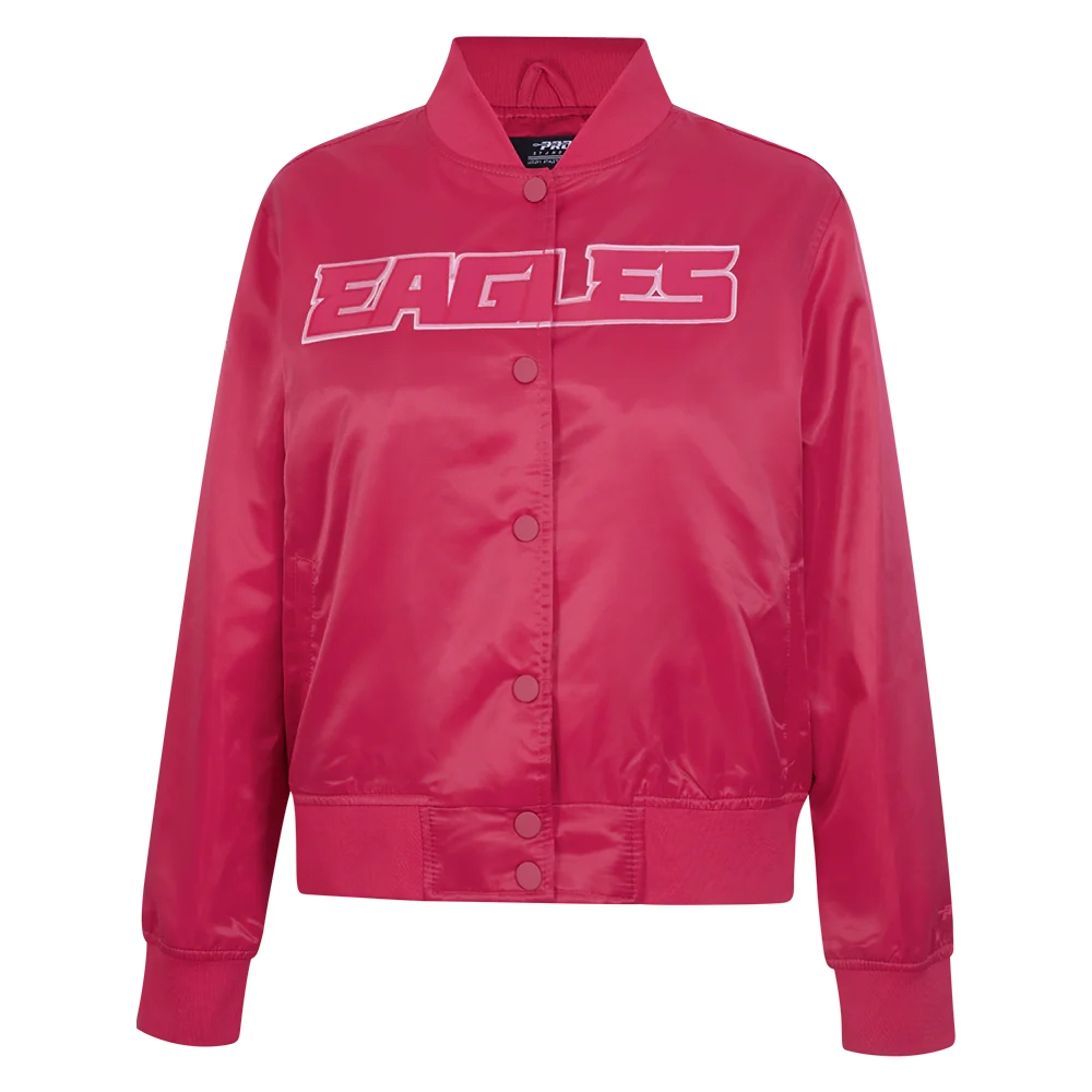 Women's Philadelphia Eagles Triple Pink Satin Varsity Pink Jacket