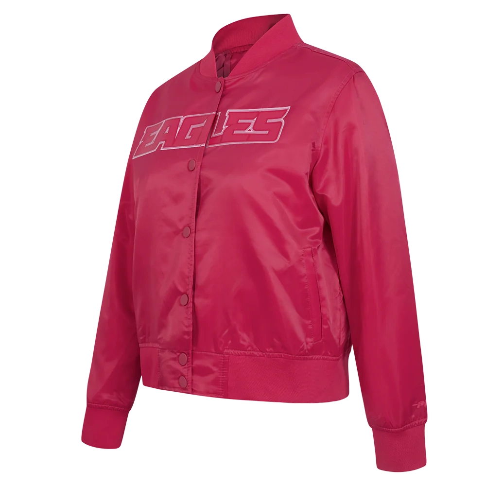 Alternative view of Women's Philadelphia Eagles Triple Pink Satin Varsity Pink Jacket