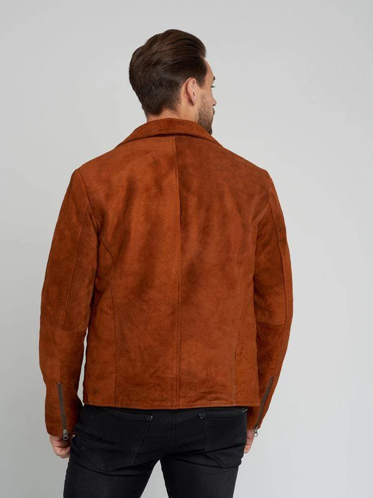 Ryder Brown Suede Biker Leather Jacket - Image 2