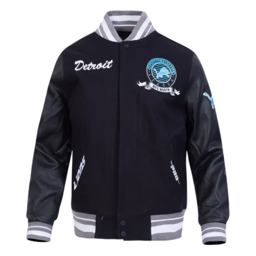 NFL Detroit Lions Team Badge Men's Rib Wool Varsity Jacket