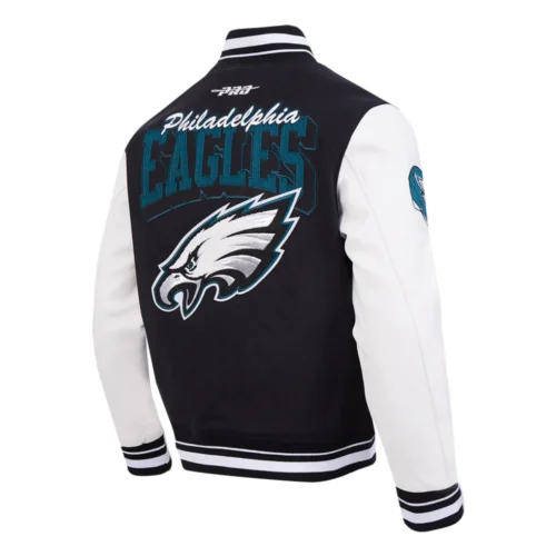 NFL Philadelphia Eagles Team Badge Men's Rib Wool Varsity Jacket - Image 3