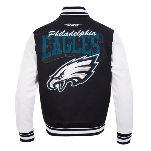 NFL Philadelphia Eagles Team Badge Men's Rib Wool Varsity Jacket - Image 4