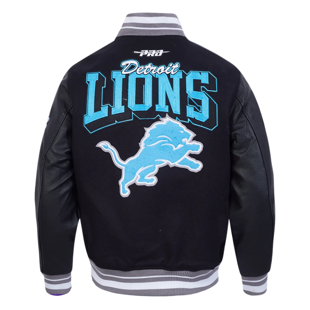 NFL Detroit Lions Team Badge Men's Rib Wool Varsity Jacket - Image 4