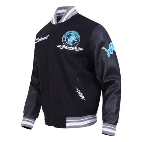 Alternative view of NFL Detroit Lions Team Badge Men's Rib Wool Varsity Jacket