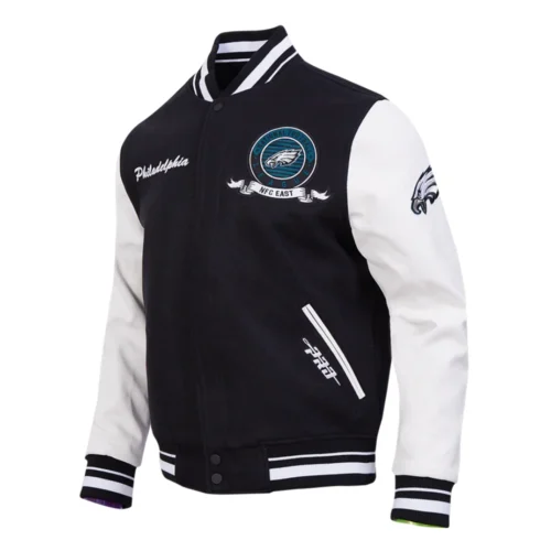 Alternative view of NFL Philadelphia Eagles Team Badge Men's Rib Wool Varsity Jacket