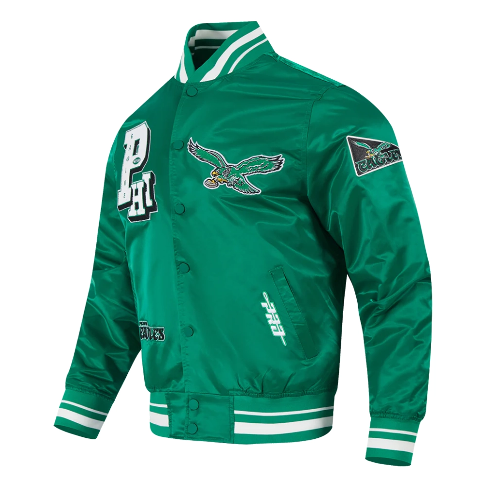 NFL Philadelphia Eagles Best Of Men's Green Satin Jacket - Image 2