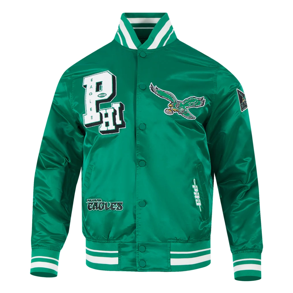 NFL Philadelphia Eagles Best Of Men's Green Satin Jacket