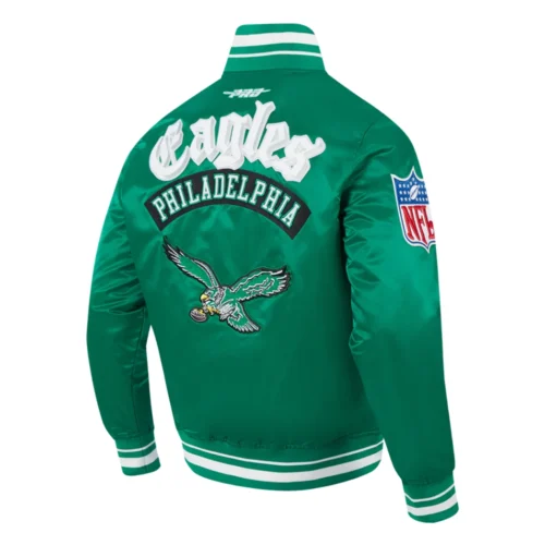 NFL Philadelphia Eagles Best Of Men's Green Satin Jacket - Image 3
