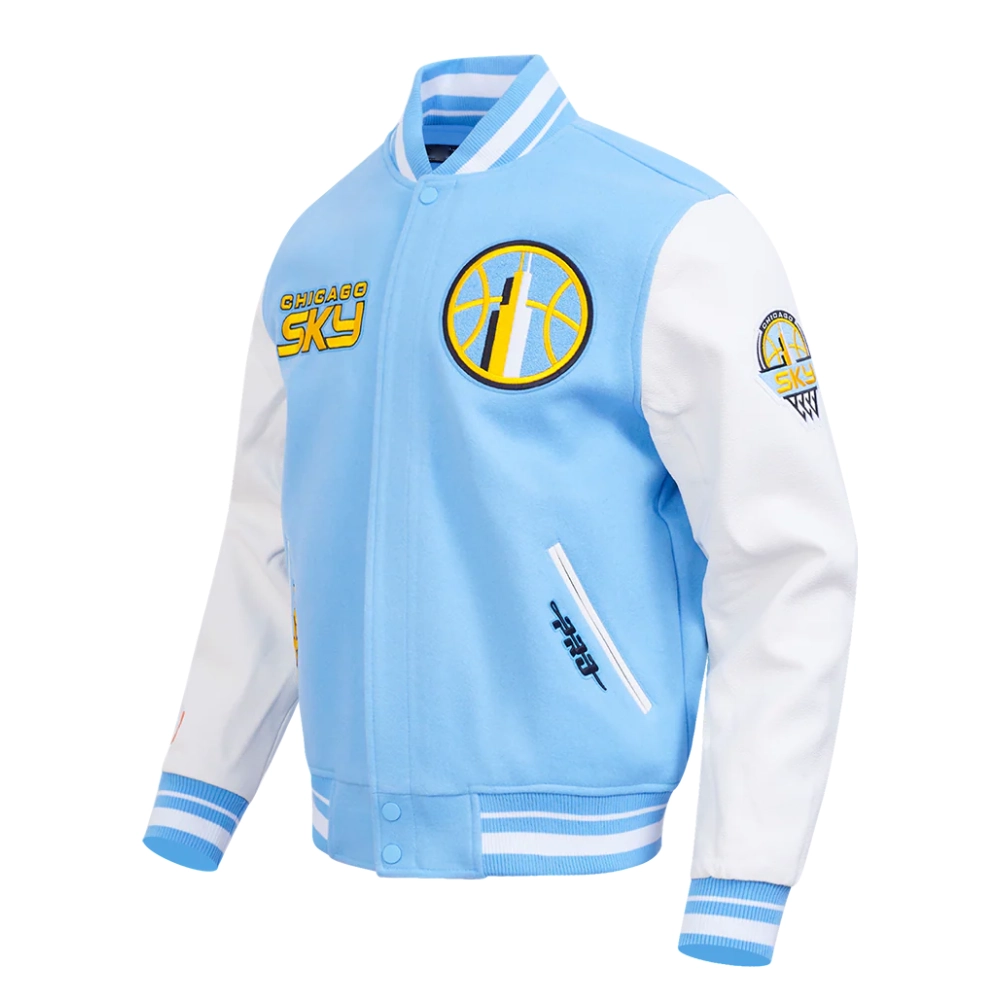 Alternative view of WNBA Chicago Sky Retro Classics Men's Rib Wool Varsity Jacket - Blue/White