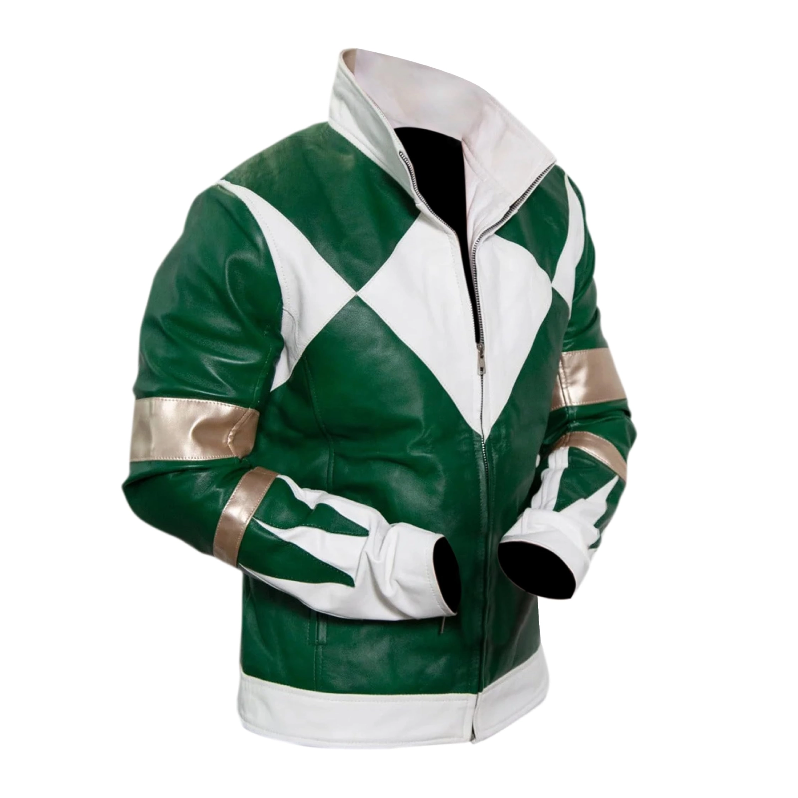 Mens Power Rangers Tommy Oliver Classic Green Leather Jacket