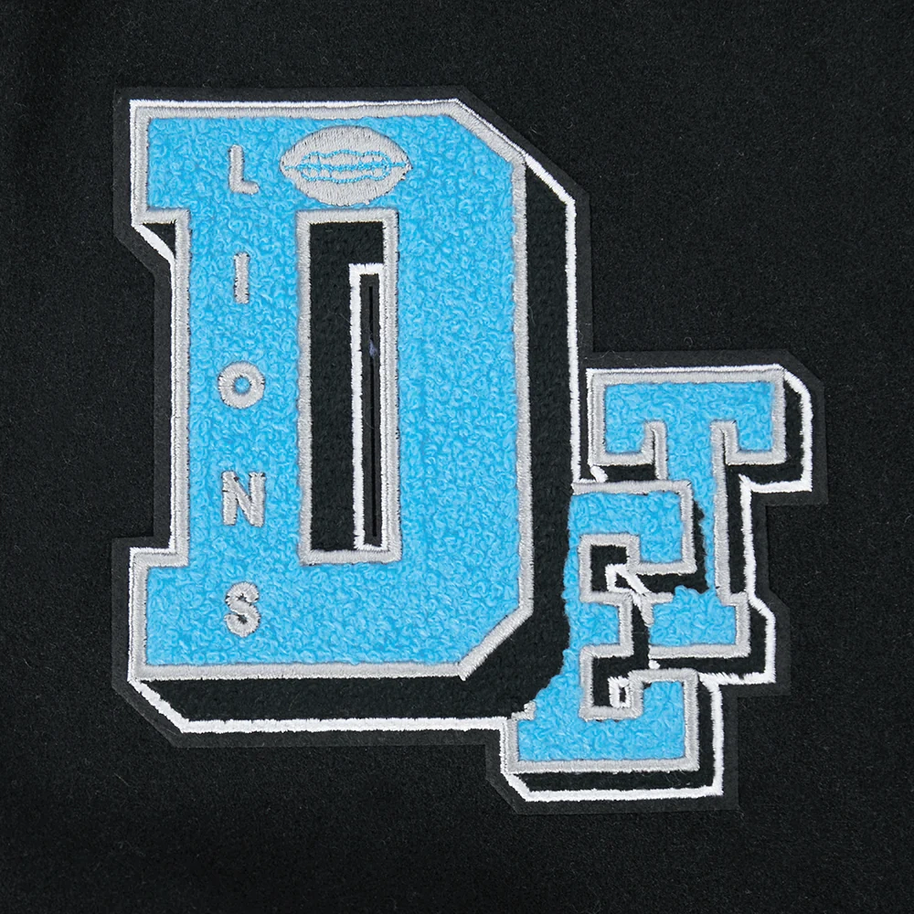 NFL Detroit Lions Best Of Women's Cropped Black Wool Varsity Jacket - Image 5