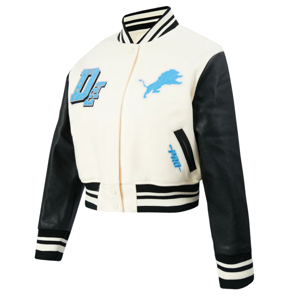 NFL Detroit Lions Best Of Women's Cropped Rib Wool Varsity Jacket