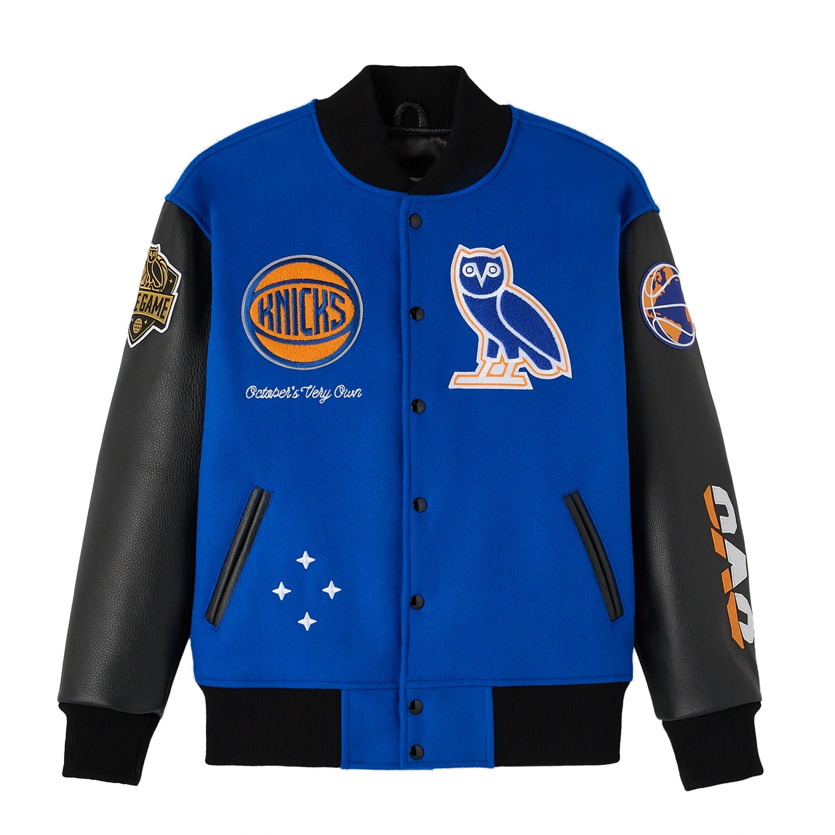 New York Knicks OVO X NBA Wool & Leather Varsity Jacket
