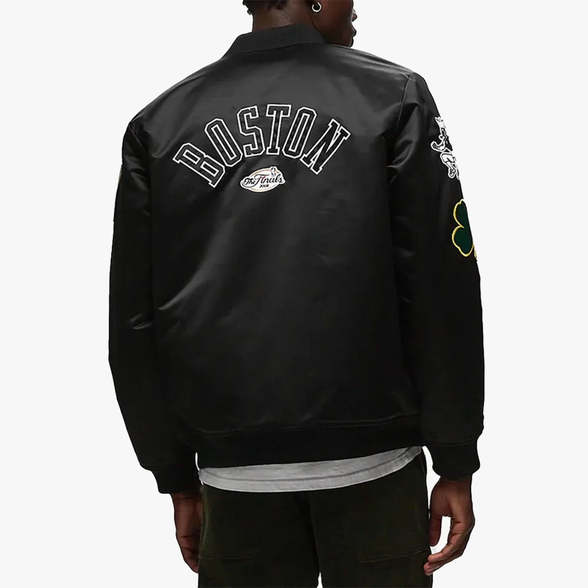 Boston Celtics Hardwood Classics Retro Black Satin Jacket - Image 3