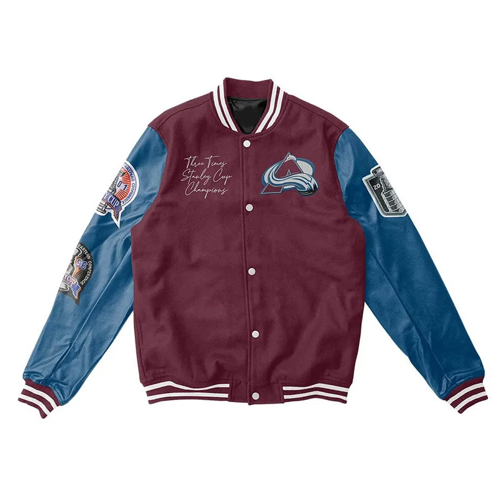 Colorado Avalanche Champions Maroon/Blue Varsity Jacket