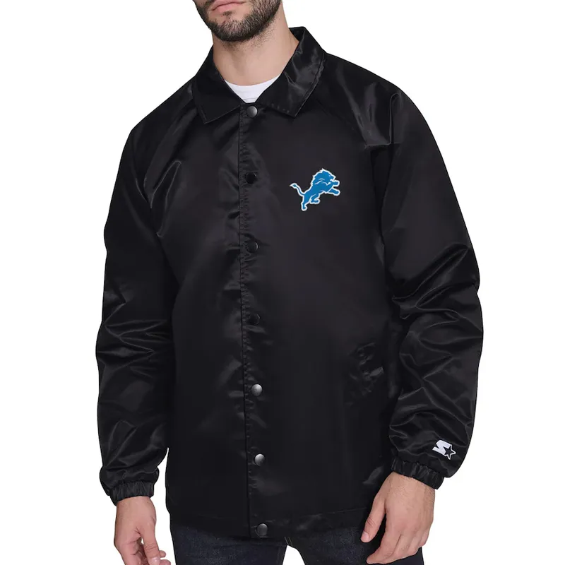 Detroit Lions Coaches Windbreaker Satin Jacket
