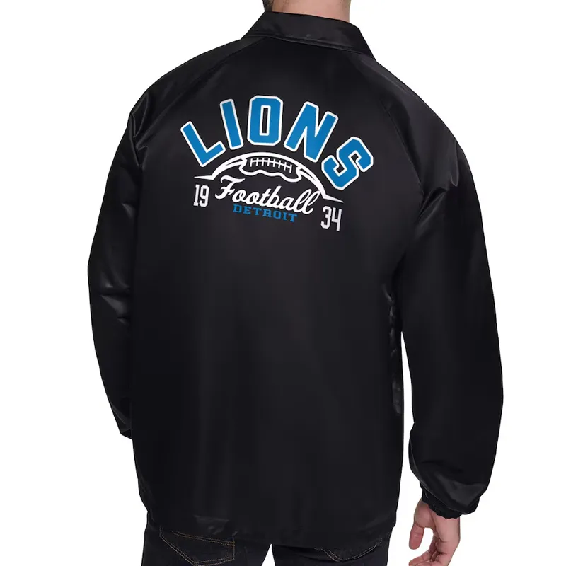 Alternative view of Detroit Lions Coaches Windbreaker Satin Jacket