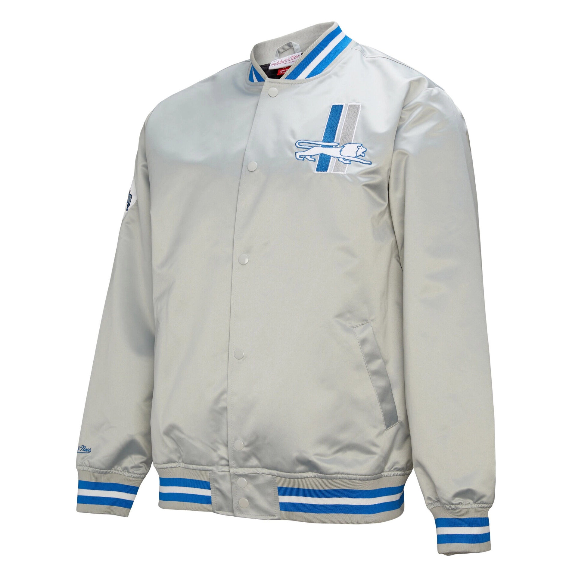Detroit Lions Double Down Gray Satin Jacket