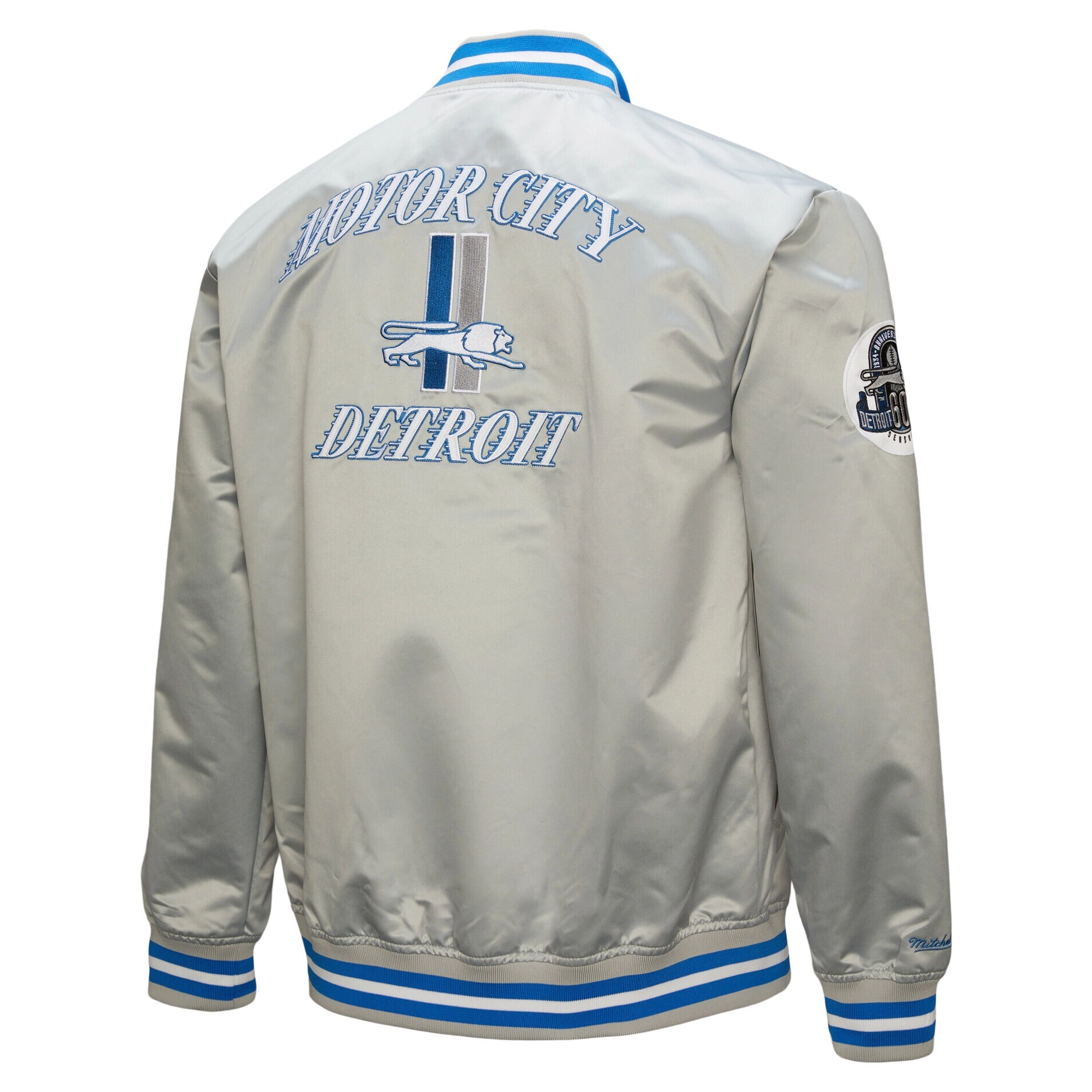 Alternative view of Detroit Lions Double Down Gray Satin Jacket