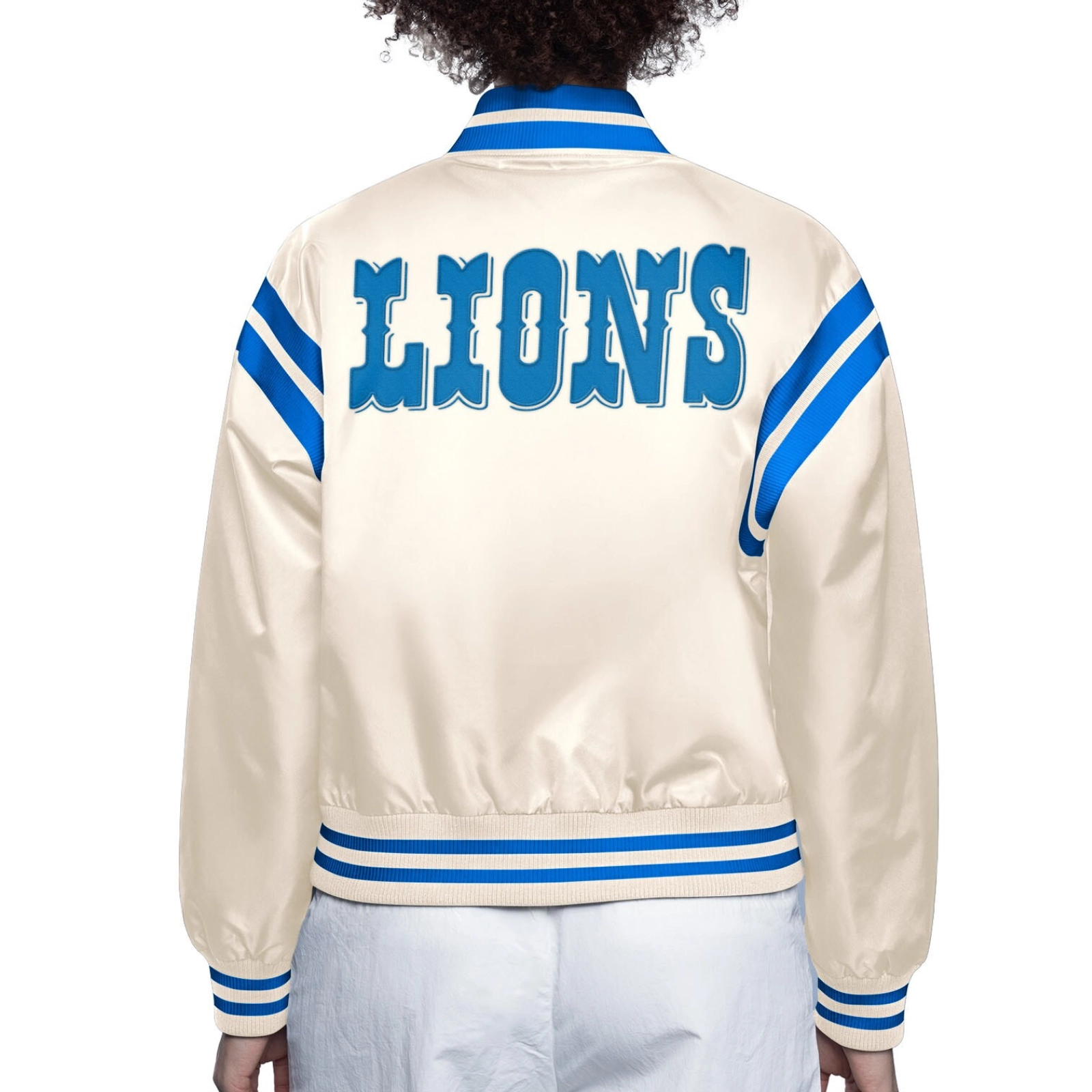 Alternative view of Detroit Lions Full Count Rib Knitted Satin Varsity Jacket