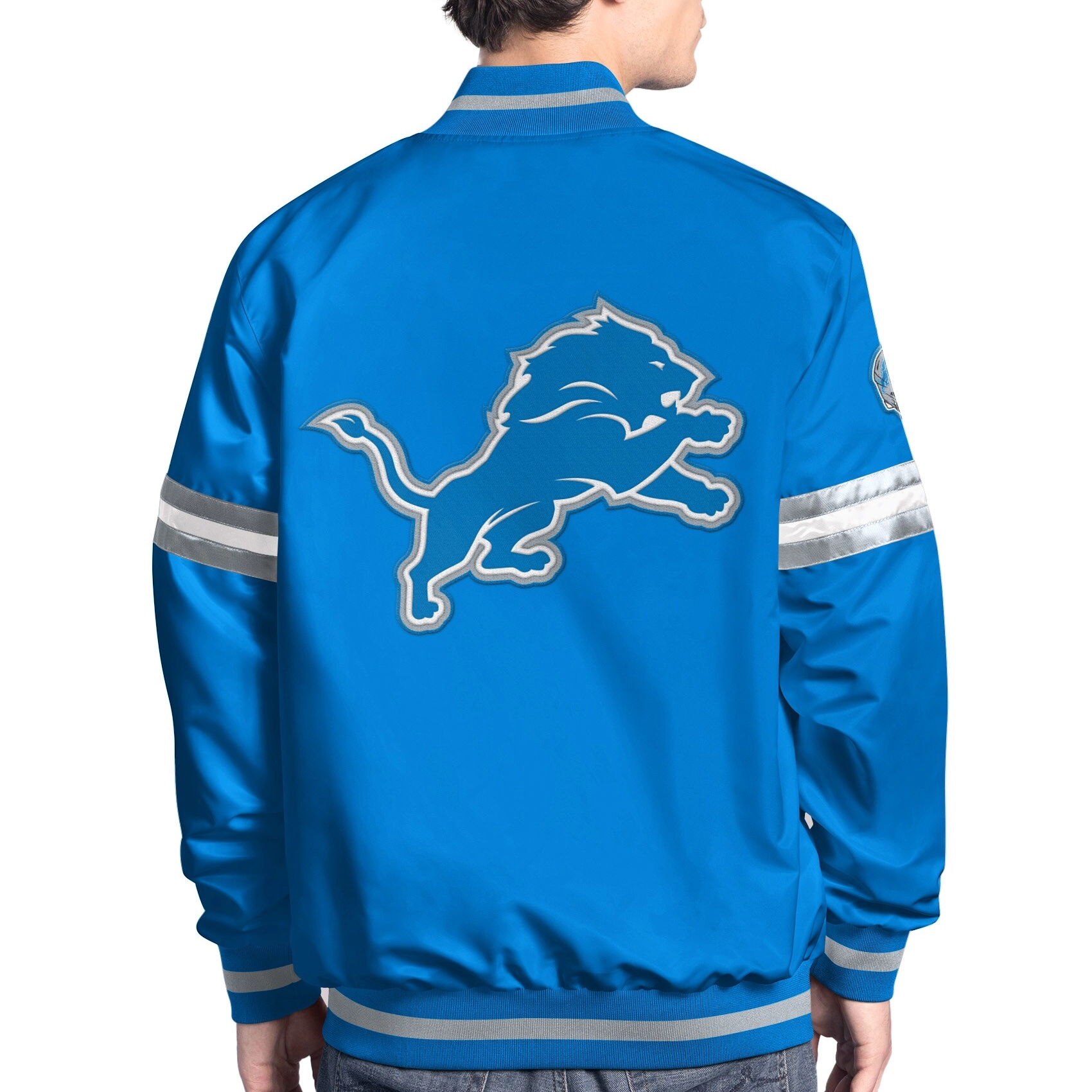 Alternative view of Detroit Lions Full-Snap Scout Satin Varsity Jacket