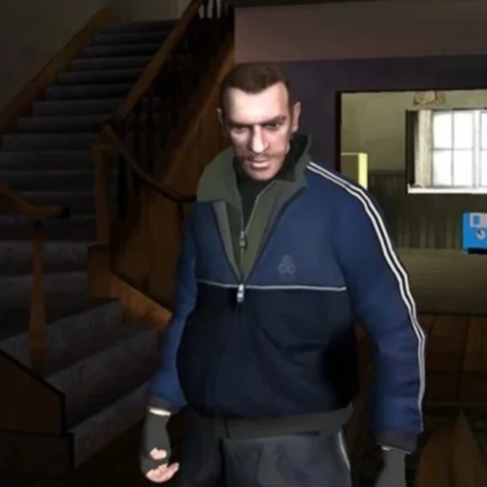 Gta IV Niko Bellic Blue Satin Bomber Jacket