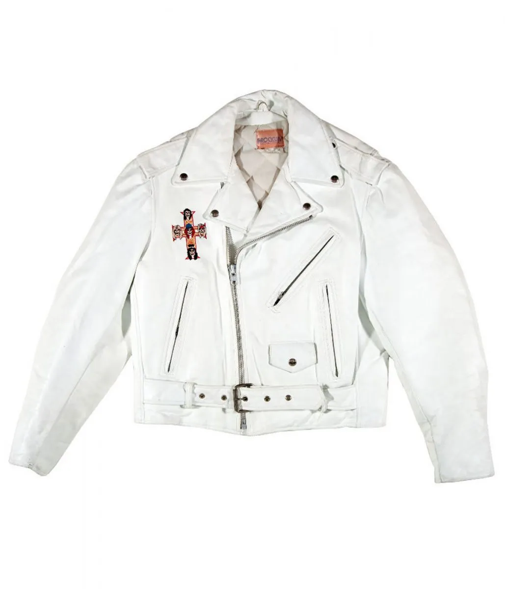 Alternative view of Guns N Roses Axl Rose White Leather Jacket