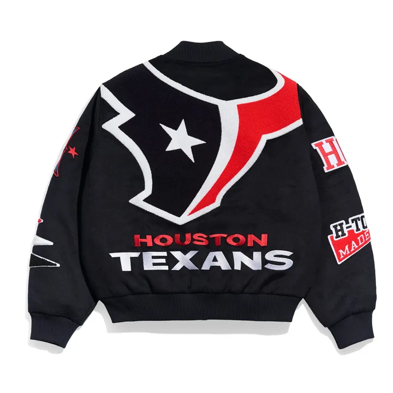 Alternative view of Houston Texans Full-Snap Pennant Black Wool Jacket